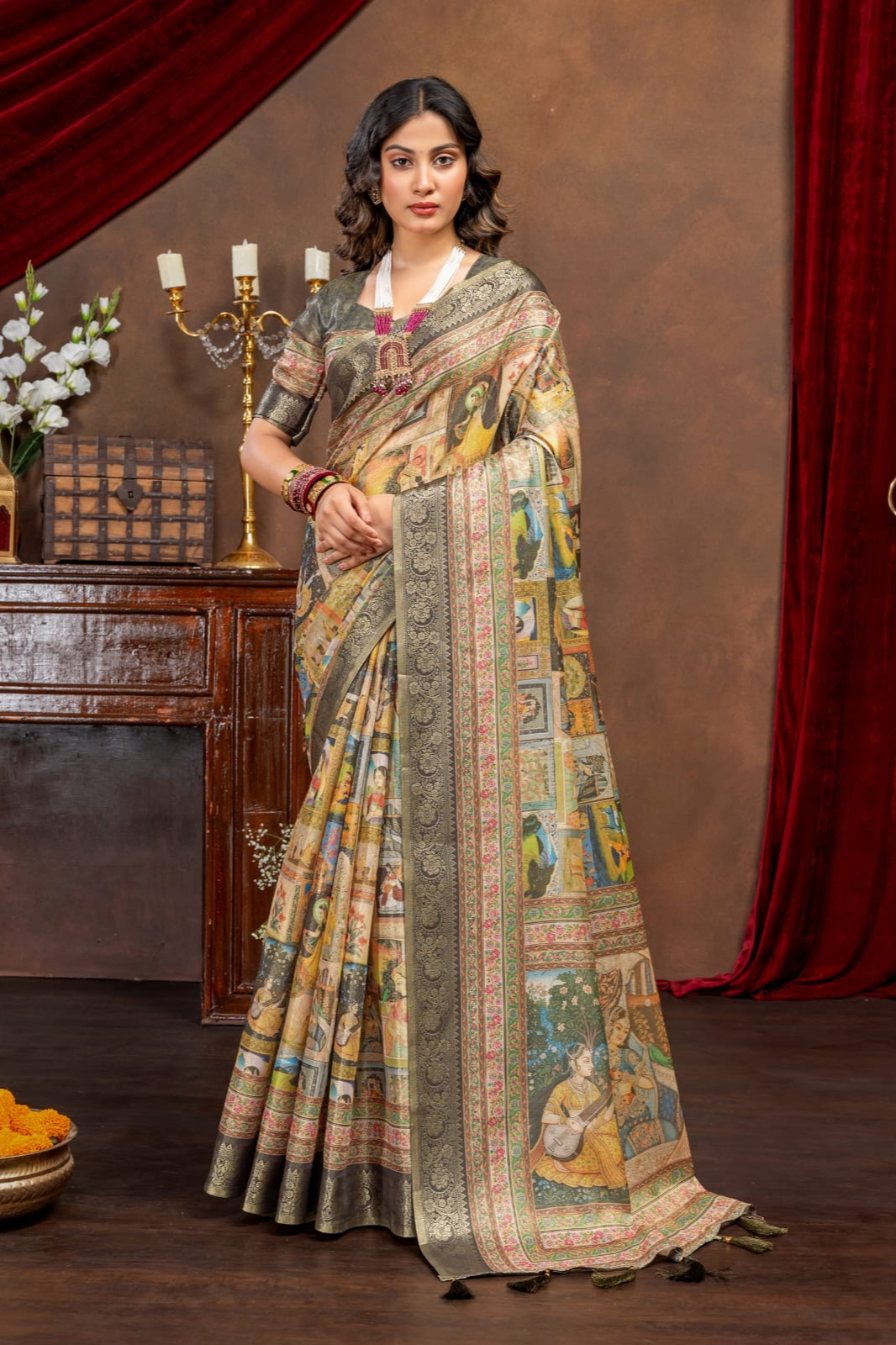 ✨ Elegant Heritage Print Saree ✨ - Image 7