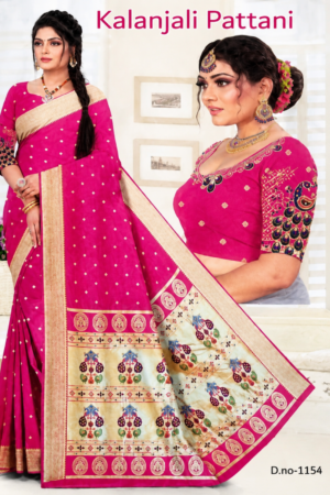Kalanjali Pattani Pink Paithani Style Saree