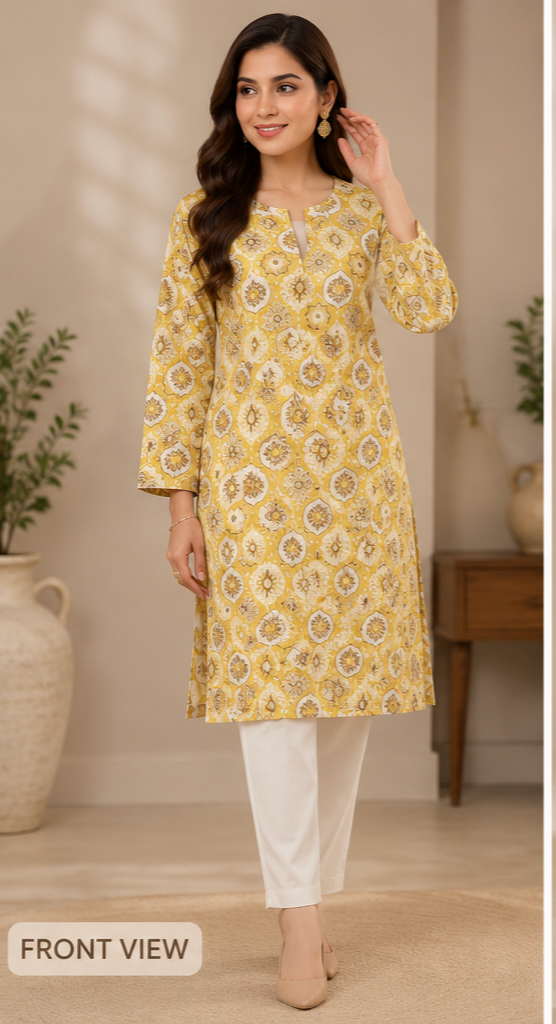 jaipur Handloom Cotton Printed Straight Kurti