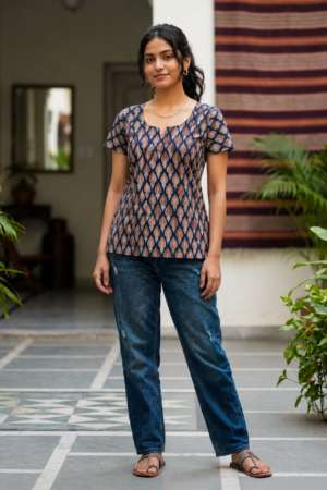 Jaipur Handloom Cotton Printed Straight Short Kurti