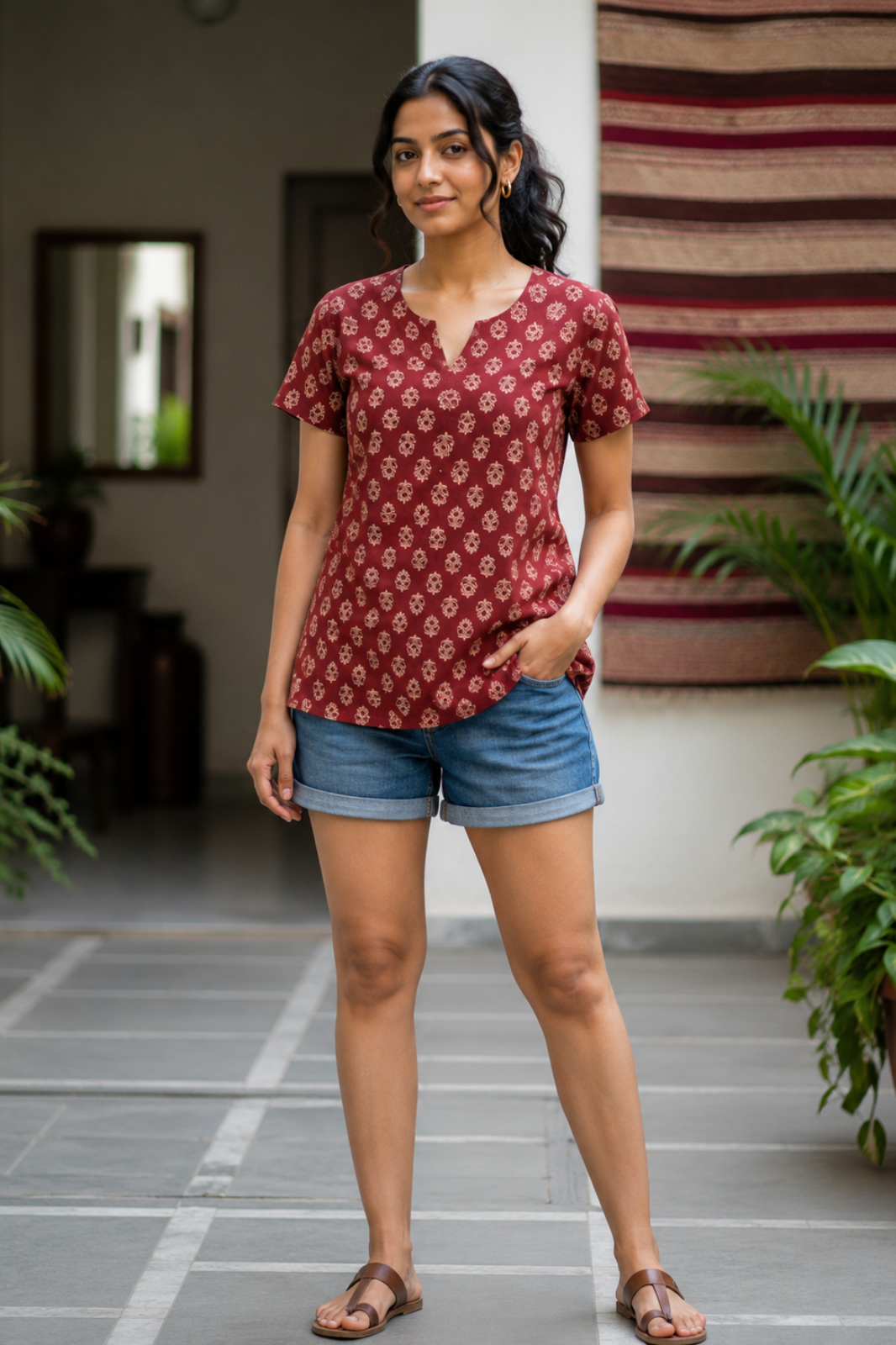Jaipur Handloom Cotton Printed Straight Short Kurti