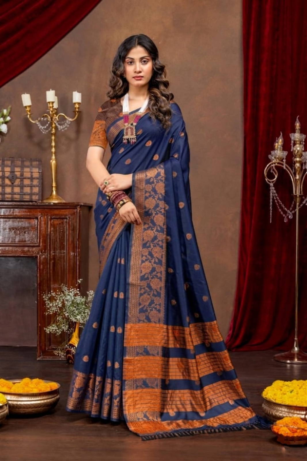 Women's Handloom Cotton Silk Saree with Rich Woven Zari Border | Soft Traditional Ethnic Wear | Festival, Wedding & Party Saree