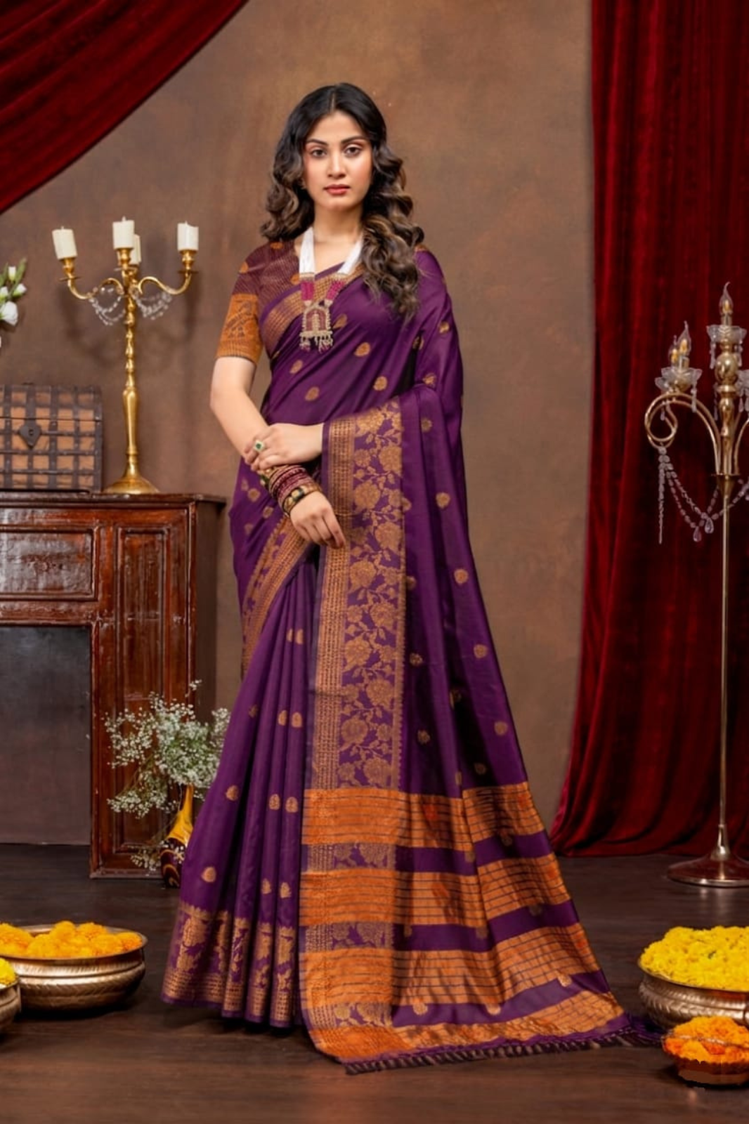 Women's Handloom Cotton Silk Saree with Rich Woven Zari Border | Soft Traditional Ethnic Wear | Festival, Wedding & Party Saree - Image 3
